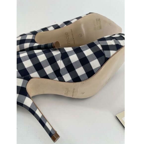 New Maje Women's Gingham Print shoe / heels Courts Sz 40 Blue/ White Size 9/10 - Picture 8 of 13